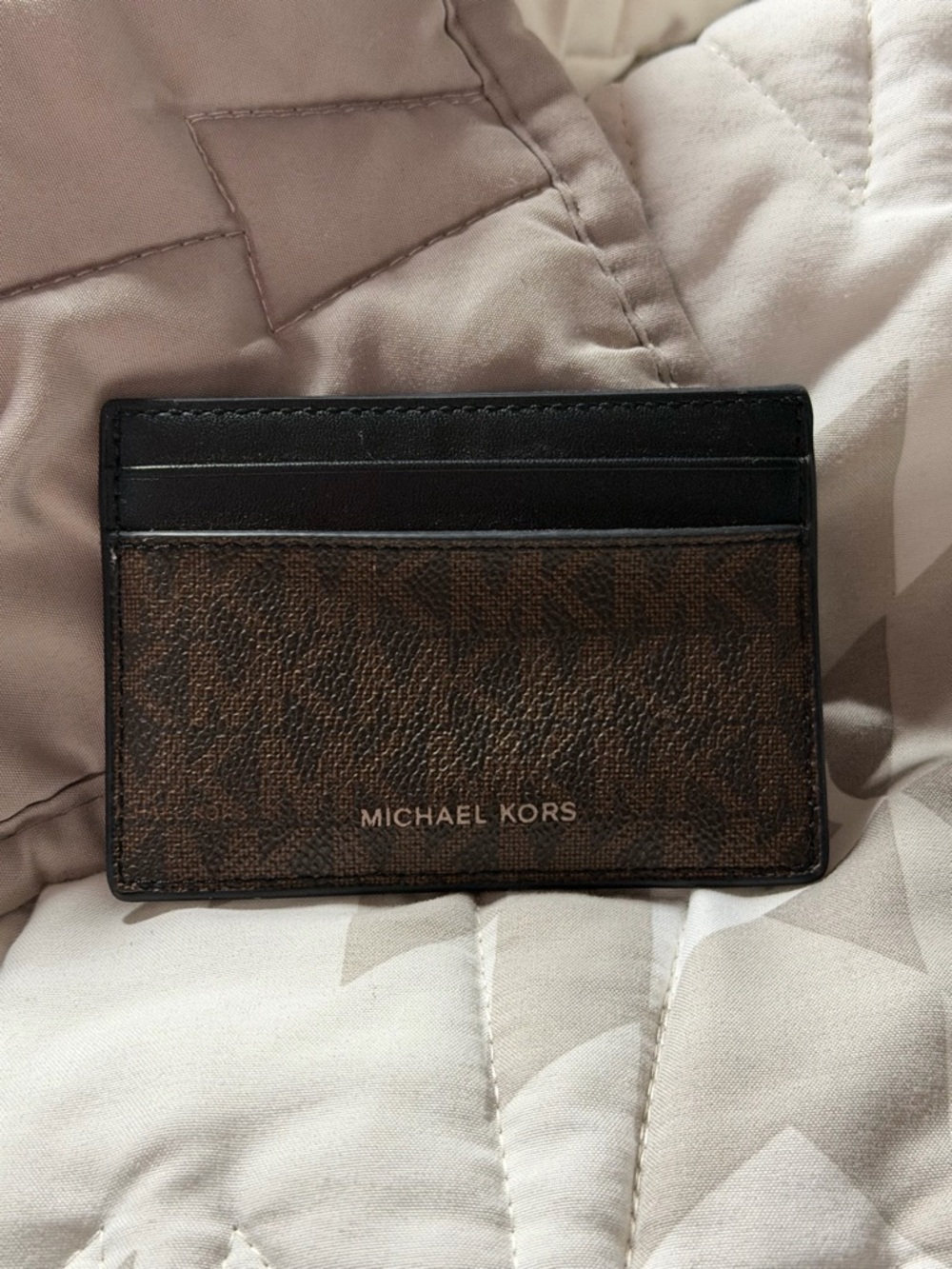 Michael Kors Brown and Black Signature Card Holder